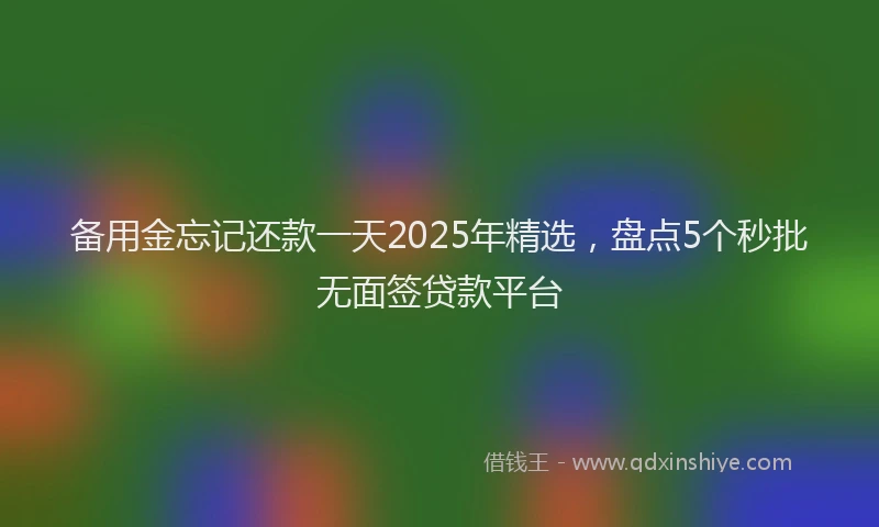 备用金忘记还款一天2025年精选，盘点5个秒批无面签贷款平台