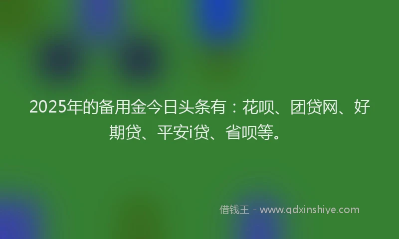 2025年的备用金今日头条有：花呗、团贷网、好期贷、平安i贷、省呗等。