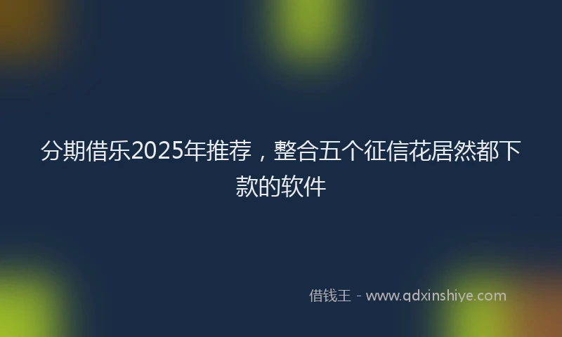 分期借乐2025年推荐，整合五个征信花居然都下款的软件