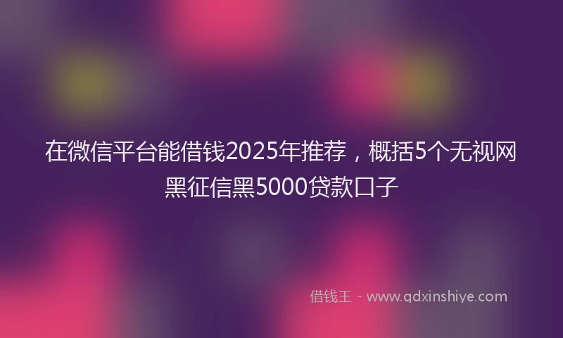 在微信平台能借钱2025年推荐，概括5个无视网黑征信黑5000贷款口子