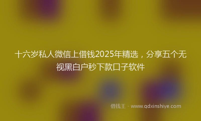 十六岁私人微信上借钱2025年精选，分享五个无视黑白户秒下款口子软件