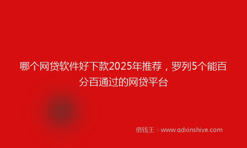 哪个网贷软件好下款2025年推荐，罗列5个能百分百通过的网贷平台