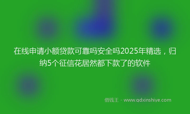 在线申请小额贷款可靠吗安全吗2025年精选，归纳5个征信花居然都下款了的软件