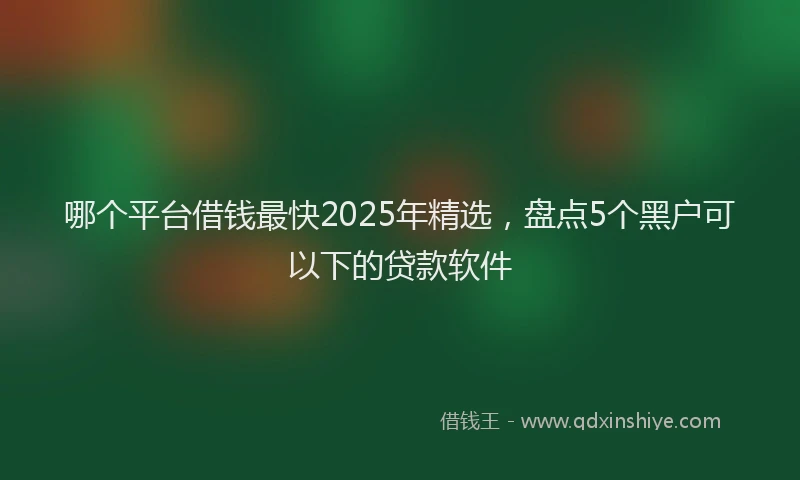 哪个平台借钱最快2025年精选，盘点5个黑户可以下的贷款软件