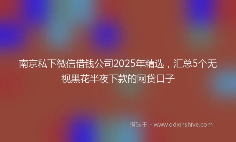 南京私下微信借钱公司2025年精选，汇总5个无视黑花半夜下款的网贷口子