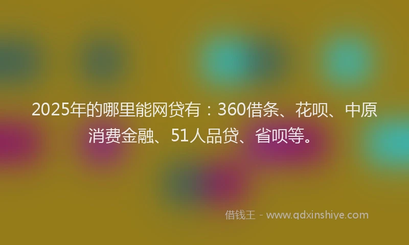 2025年的哪里能网贷有：360借条、花呗、中原消费金融、51人品贷、省呗等。