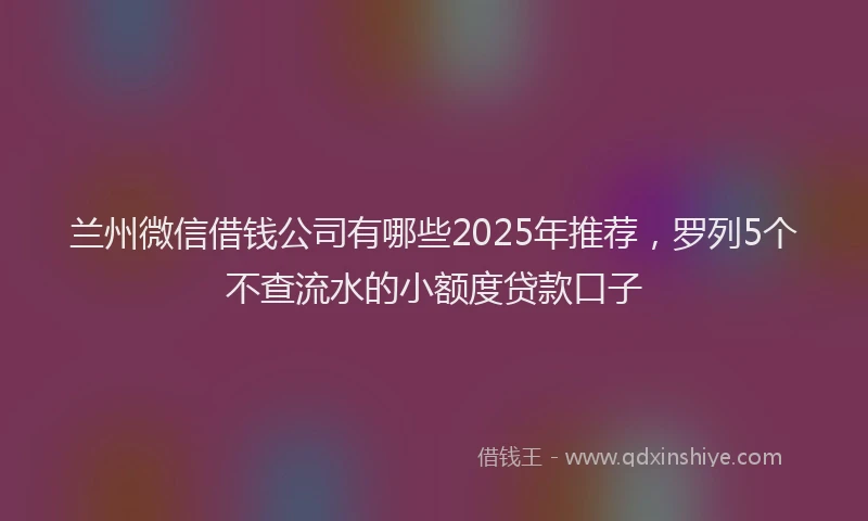 兰州微信借钱公司有哪些2025年推荐，罗列5个不查流水的小额度贷款口子