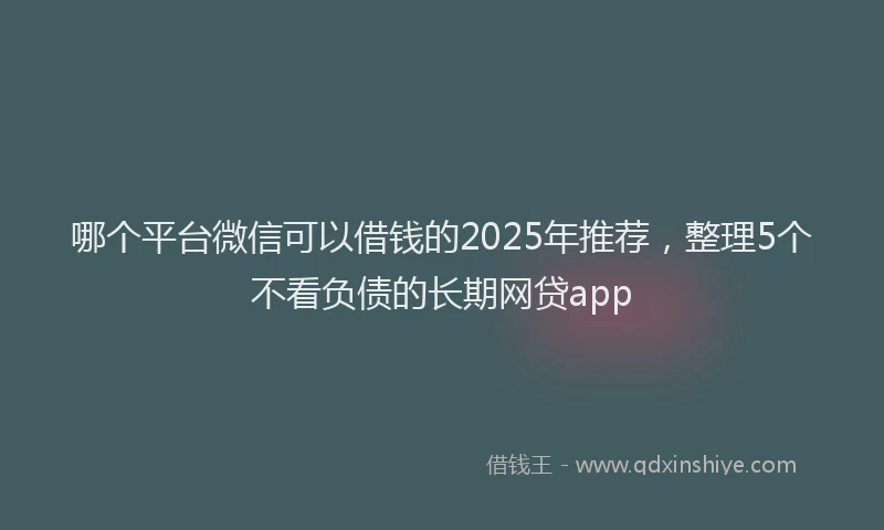 哪个平台微信可以借钱的2025年推荐，整理5个不看负债的长期网贷app
