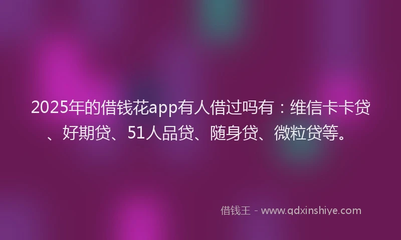 2025年的借钱花app有人借过吗有：维信卡卡贷、好期贷、51人品贷、随身贷、微粒贷等。