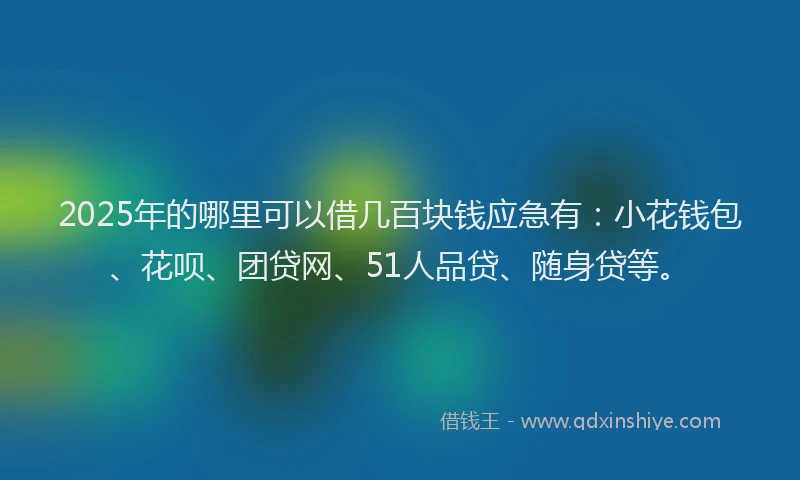 2025年的哪里可以借几百块钱应急有：小花钱包、花呗、团贷网、51人品贷、随身贷等。