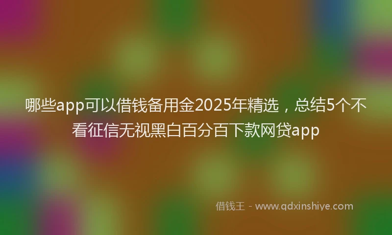 哪些app可以借钱备用金2025年精选，总结5个不看征信无视黑白百分百下款网贷app