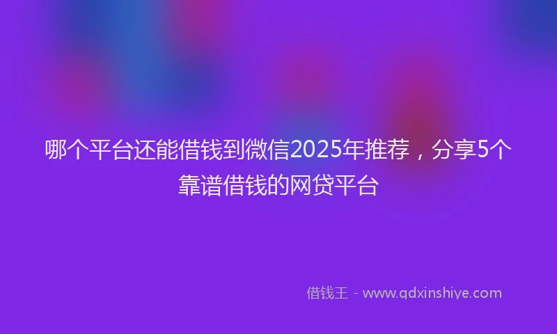 哪个平台还能借钱到微信2025年推荐，分享5个靠谱借钱的网贷平台