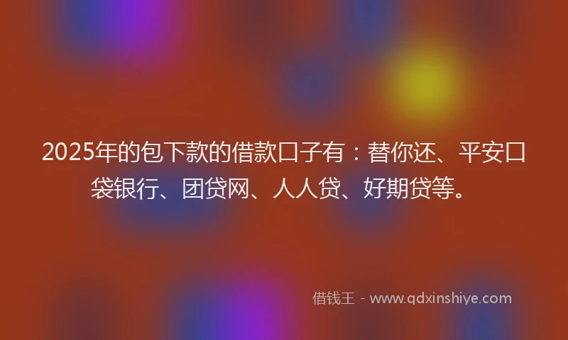 2025年的包下款的借款口子有：替你还、平安口袋银行、团贷网、人人贷、好期贷等。