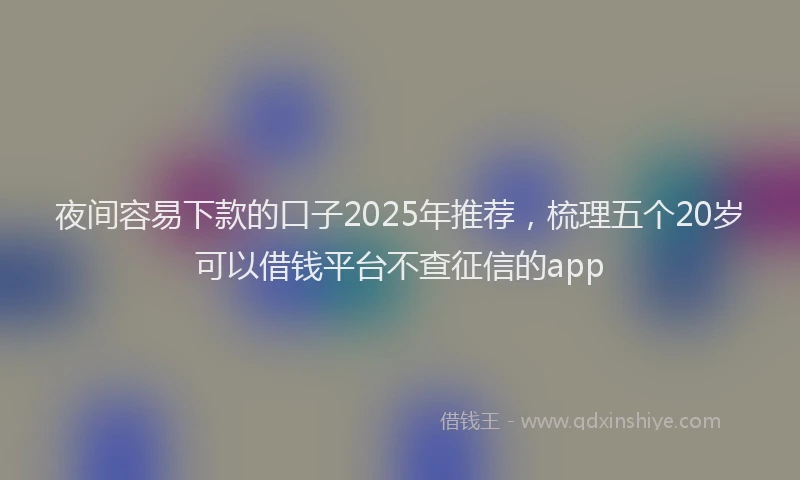 夜间容易下款的口子2025年推荐，梳理五个20岁可以借钱平台不查征信的app