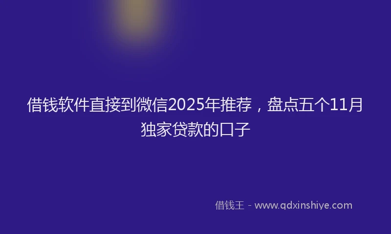 借钱软件直接到微信2025年推荐，盘点五个11月独家贷款的口子