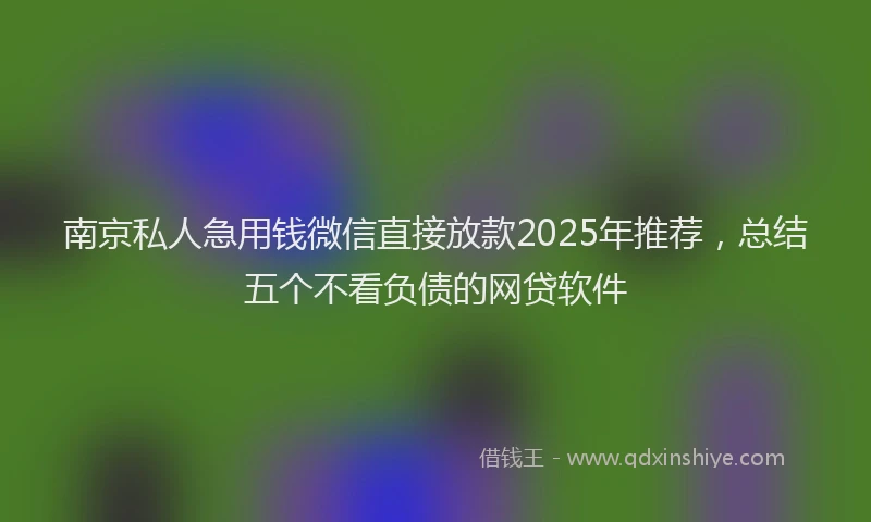 南京私人急用钱微信直接放款2025年推荐，总结五个不看负债的网贷软件