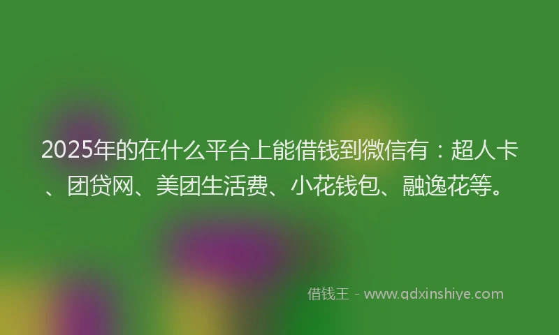 2025年的在什么平台上能借钱到微信有：超人卡、团贷网、美团生活费、小花钱包、融逸花等。
