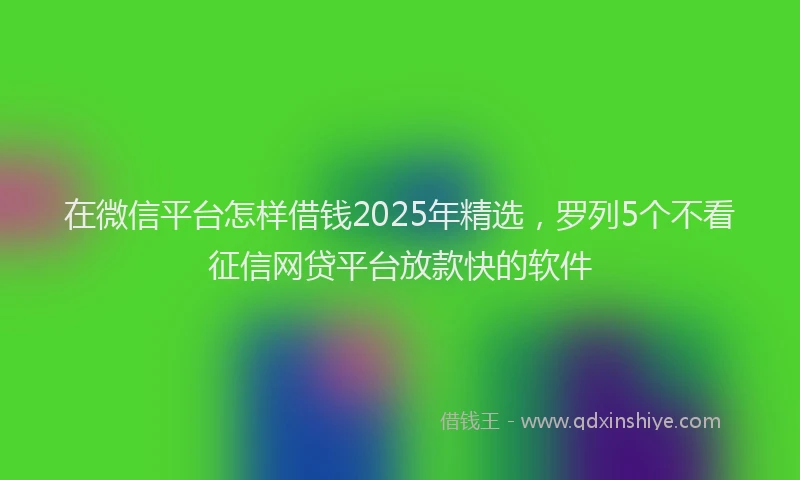 在微信平台怎样借钱2025年精选，罗列5个不看征信网贷平台放款快的软件