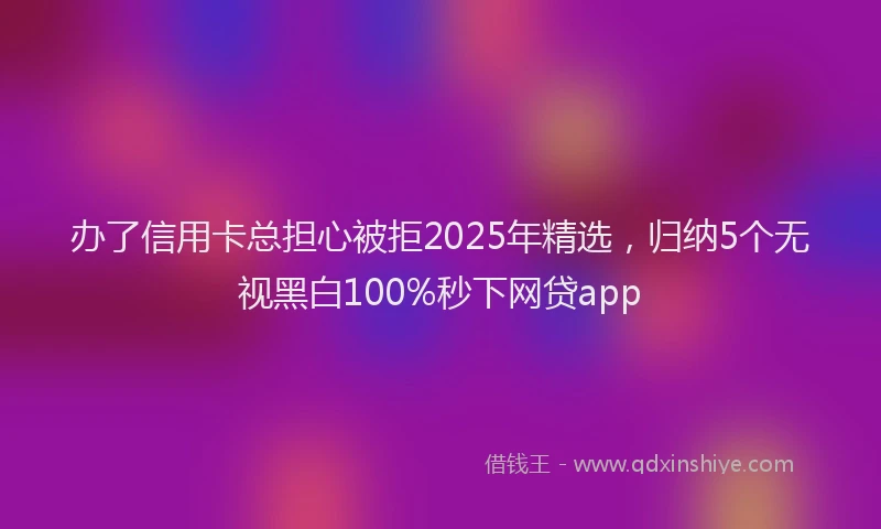 办了信用卡总担心被拒2025年精选，归纳5个无视黑白100%秒下网贷app