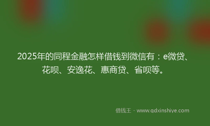 2025年的同程金融怎样借钱到微信有：e微贷、花呗、安逸花、惠商贷、省呗等。
