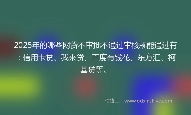 2025年的哪些网贷不审批不通过审核就能通过有：信用卡贷、我来贷、百度有钱花、东方汇、柯基贷等。