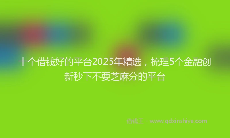 十个借钱好的平台2025年精选，梳理5个金融创新秒下不要芝麻分的平台