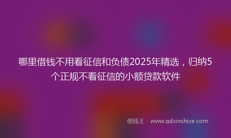 哪里借钱不用看征信和负债2025年精选，归纳5个正规不看征信的小额贷款软件