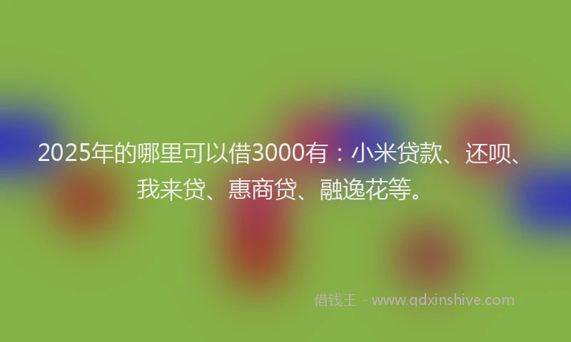 2025年的哪里可以借3000有：小米贷款、还呗、我来贷、惠商贷、融逸花等。