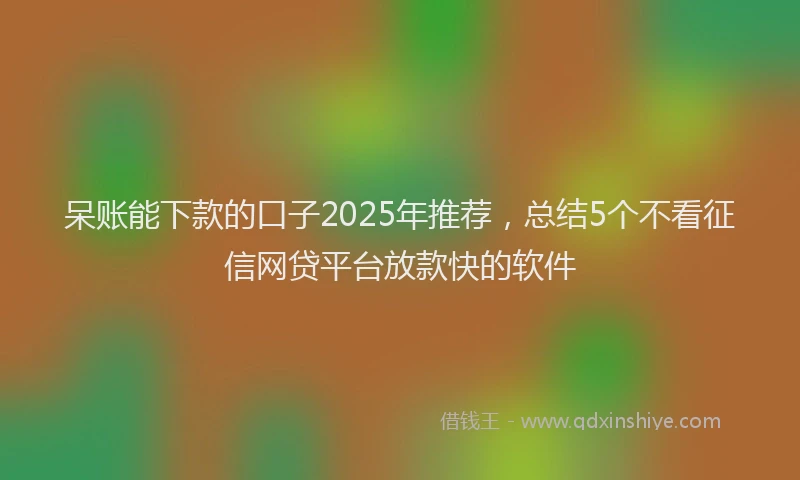 呆账能下款的口子2025年推荐，总结5个不看征信网贷平台放款快的软件
