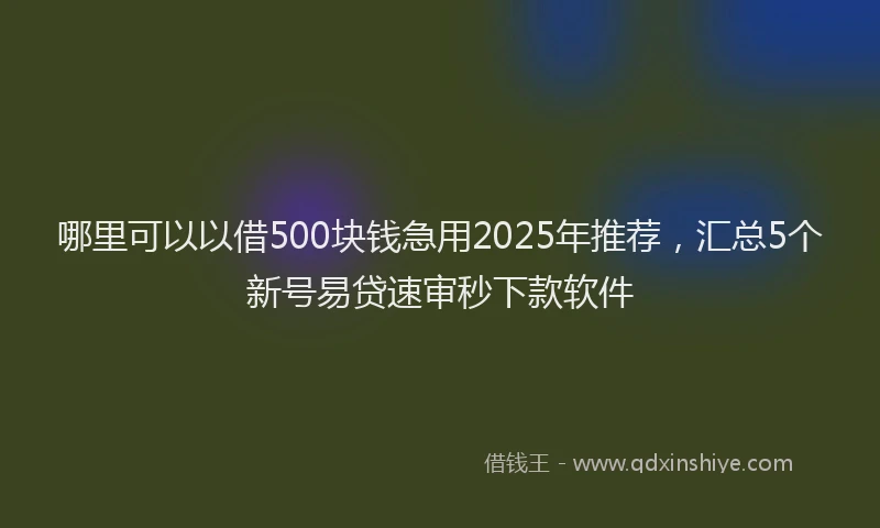 哪里可以以借500块钱急用2025年推荐，汇总5个新号易贷速审秒下款软件