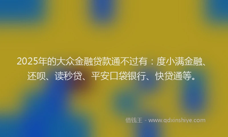 2025年的大众金融贷款通不过有：度小满金融、还呗、读秒贷、平安口袋银行、快贷通等。