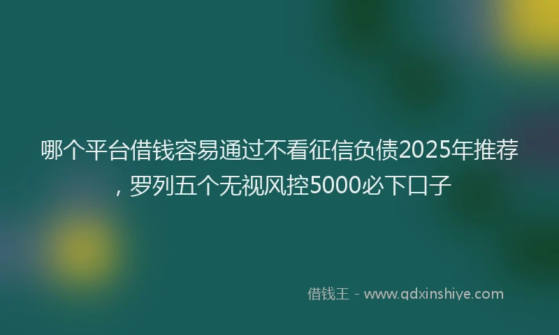 哪个平台借钱容易通过不看征信负债2025年推荐，罗列五个无视风控5000必下口子