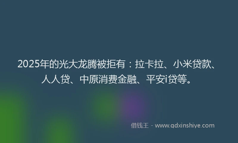 2025年的光大龙腾被拒有：拉卡拉、小米贷款、人人贷、中原消费金融、平安i贷等。