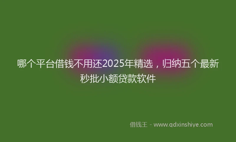 哪个平台借钱不用还2025年精选，归纳五个最新秒批小额贷款软件