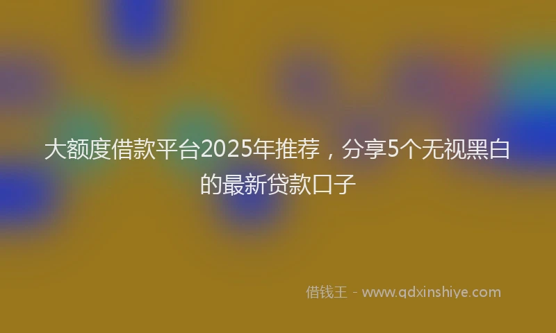 大额度借款平台2025年推荐，分享5个无视黑白的最新贷款口子