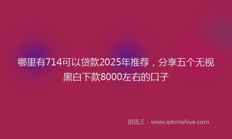 哪里有714可以贷款2025年推荐，分享五个无视黑白下款8000左右的口子