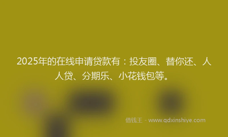 2025年的在线申请贷款有：投友圈、替你还、人人贷、分期乐、小花钱包等。