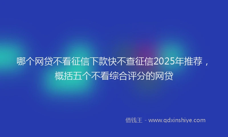 哪个网贷不看征信下款快不查征信2025年推荐，概括五个不看综合评分的网贷