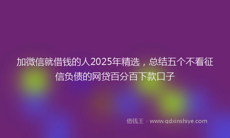 加微信就借钱的人2025年精选，总结五个不看征信负债的网贷百分百下款口子