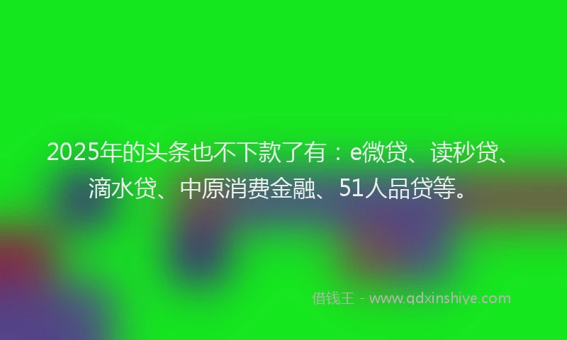 2025年的头条也不下款了有：e微贷、读秒贷、滴水贷、中原消费金融、51人品贷等。