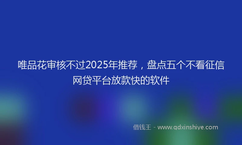 唯品花审核不过2025年推荐，盘点五个不看征信网贷平台放款快的软件
