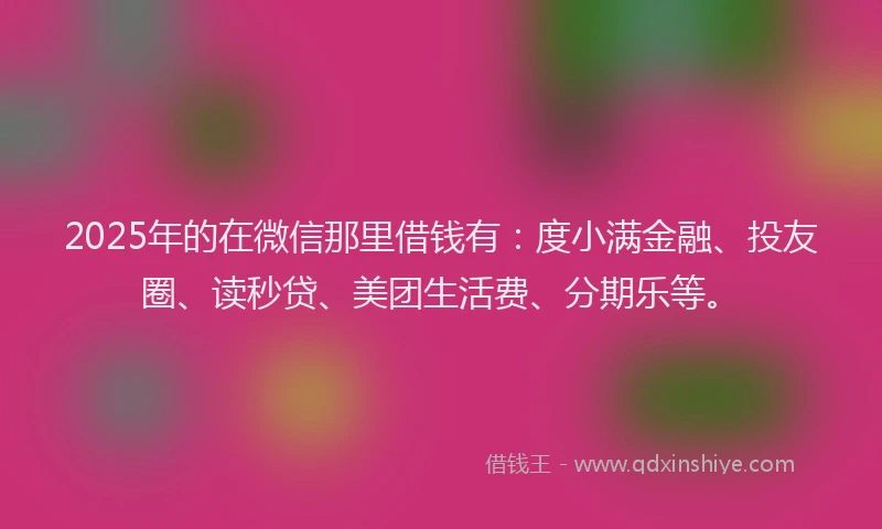 2025年的在微信那里借钱有：度小满金融、投友圈、读秒贷、美团生活费、分期乐等。