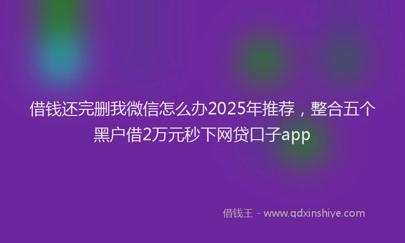借钱还完删我微信怎么办2025年推荐，整合五个黑户借2万元秒下网贷口子app