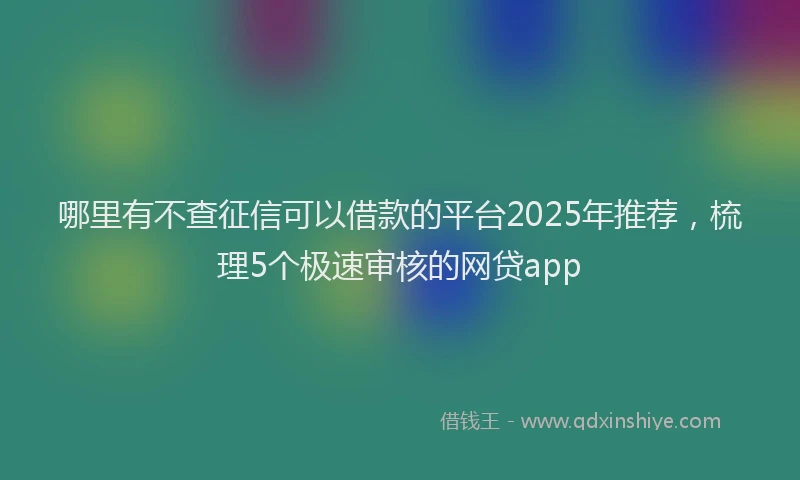 哪里有不查征信可以借款的平台2025年推荐，梳理5个极速审核的网贷app