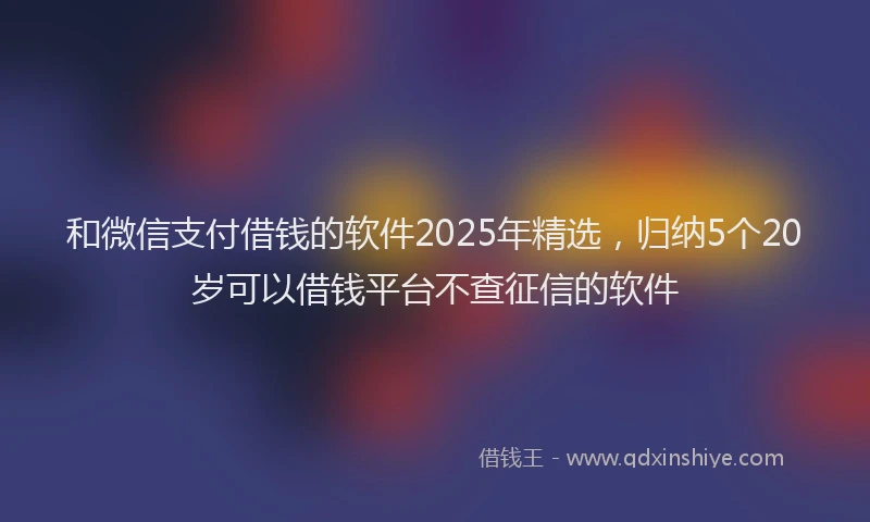 和微信支付借钱的软件2025年精选，归纳5个20岁可以借钱平台不查征信的软件