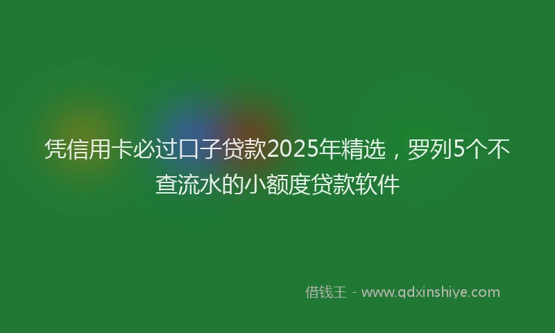 凭信用卡必过口子贷款2025年精选，罗列5个不查流水的小额度贷款软件