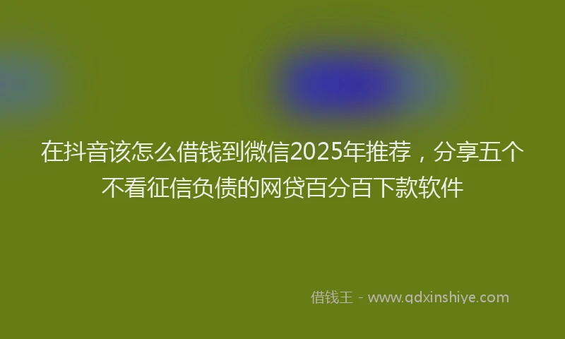 在抖音该怎么借钱到微信2025年推荐，分享五个不看征信负债的网贷百分百下款软件