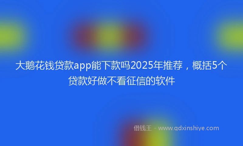 大鹅花钱贷款app能下款吗2025年推荐，概括5个贷款好做不看征信的软件