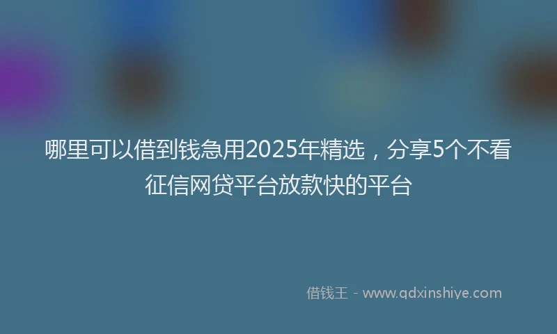 哪里可以借到钱急用2025年精选，分享5个不看征信网贷平台放款快的平台