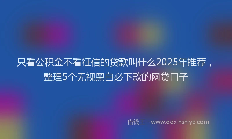 只看公积金不看征信的贷款叫什么2025年推荐，整理5个无视黑白必下款的网贷口子